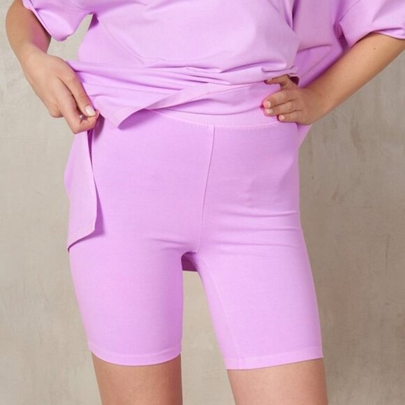 La Biz Pants - Iris Orchid Mineral Washed Basic Biker Shorts